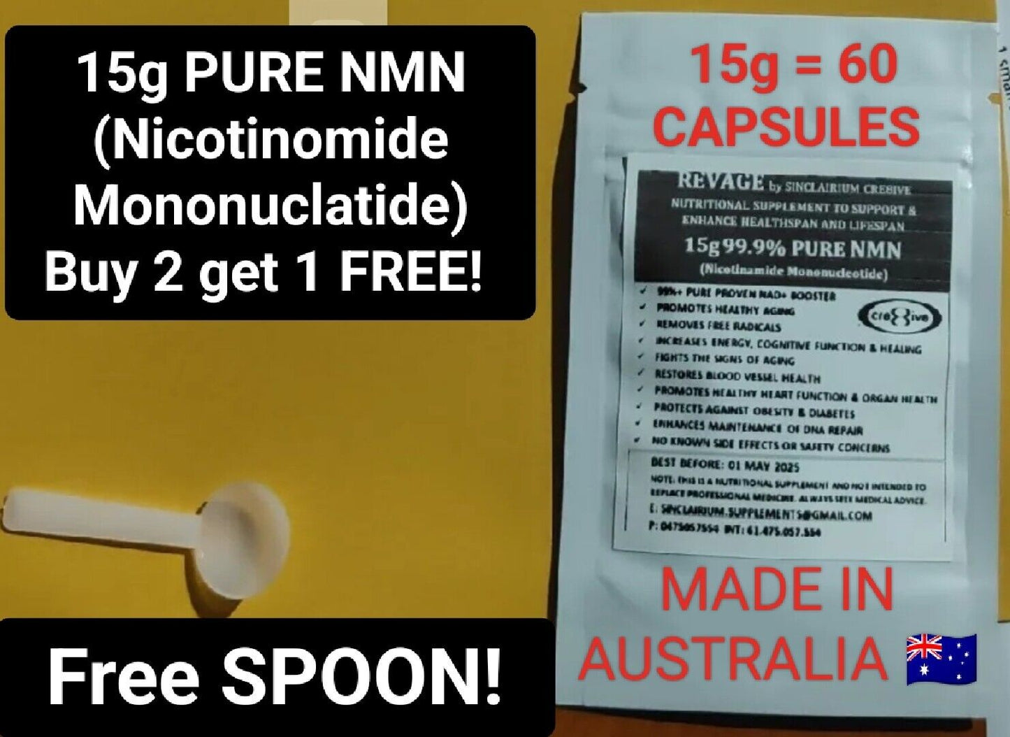 🦘 NMN 15,000mg (15g) NAD+🧬 BUY2 GET 1 FREE 🤩 HIGHEST PURITY ON THE MARKET! 99.93%
