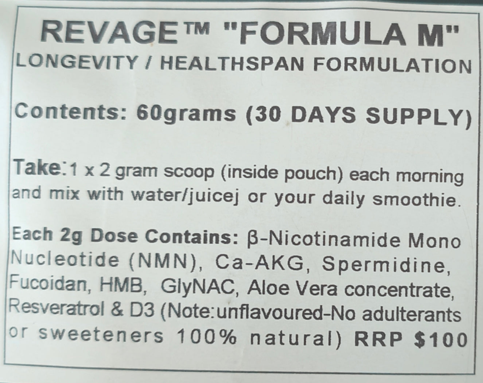 NMN RESVERATROL GlyNAC Ca-AKG SPERMIDINE FUCOIDAN "REVAGE FORMULA M"!